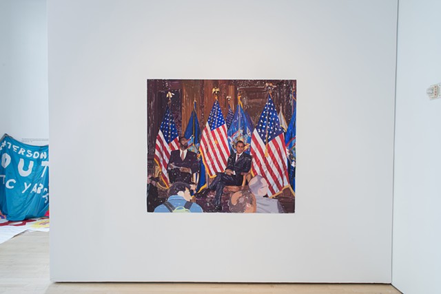 Governor and Flags, (Gouache on paper, 56.5 X 63 inches, 2014). Photo: Sam Drexler