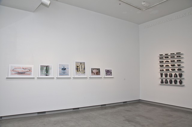 Images of Silver Objects and Chapter 38, installation view at the ICA at Maine College of Art