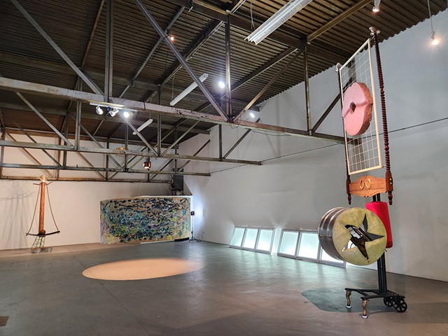 Hillary Hogue hanging drawing, David Brobst Sculptures and Brett Waller Drawings