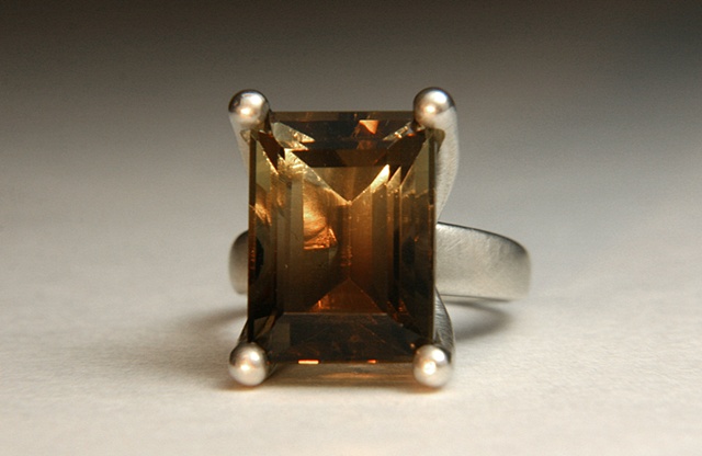 Annie Ring in Silver with Bicolor Citrine and Smoky Quartz