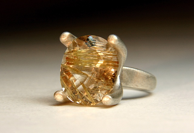 Annie Ring in Silver with Rutilated Quartz
