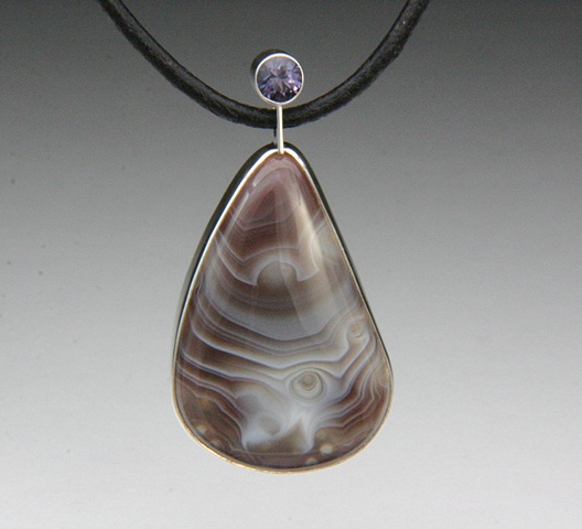 Botswana Agate Pendant With Spinel