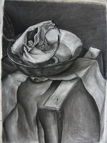 Student Work, Drawing I, Final Observational Drawing, Charcoal on Paper