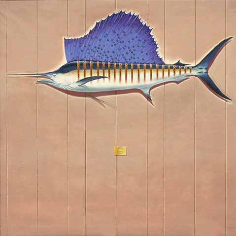 sailfish oil on canvas by michael paulus