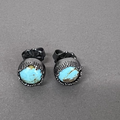 Kingman Turquoise Fringe Stud Earrings 