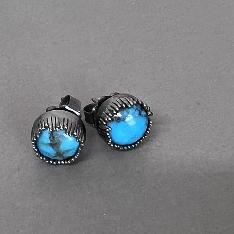 Kingman Turquoise fringe stud earrings 