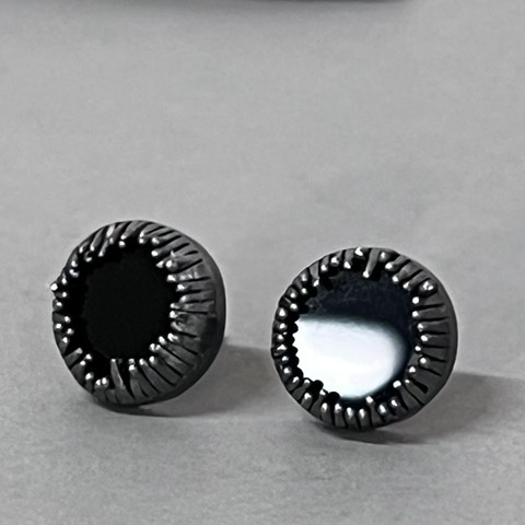 Black Water Fringe Stud Earrings
