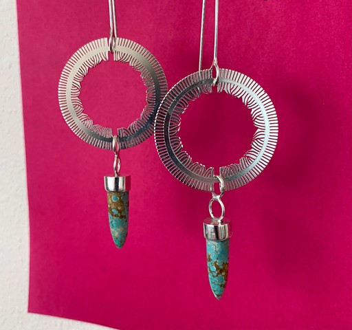 Connection earrings with natural #8 turquoise