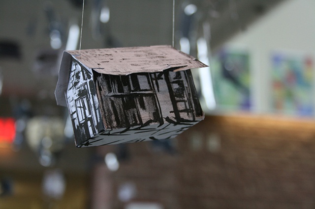 Close-up view of Jenny Dywer's lithographic houses