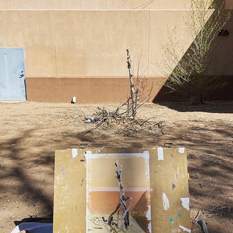 On location plein air painting of Water Soluble Souvenir [Dead Tree]