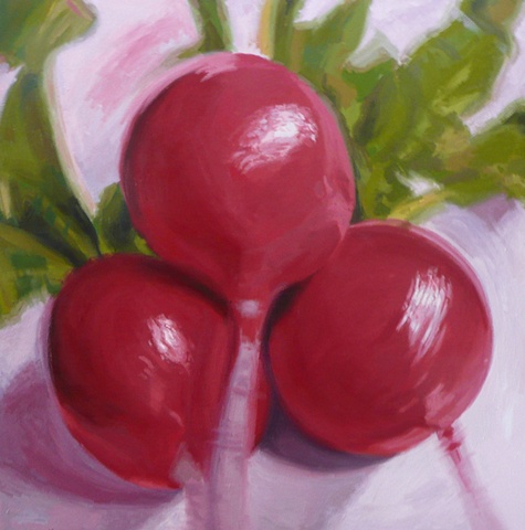 Radishes 30x30" oil on canvas