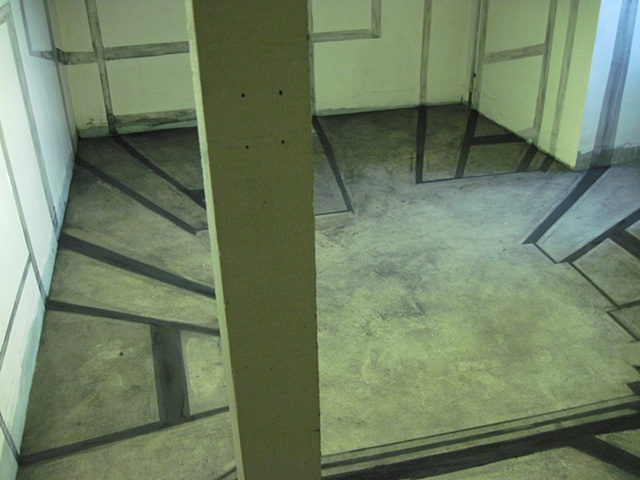 Room 2: Charcoal Floor/Wall Drawing