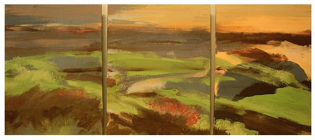 Golf Course by the Ocean (triptych)