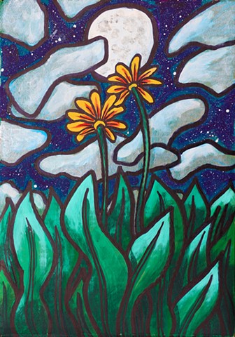 Night Fire Wheel Flowers 