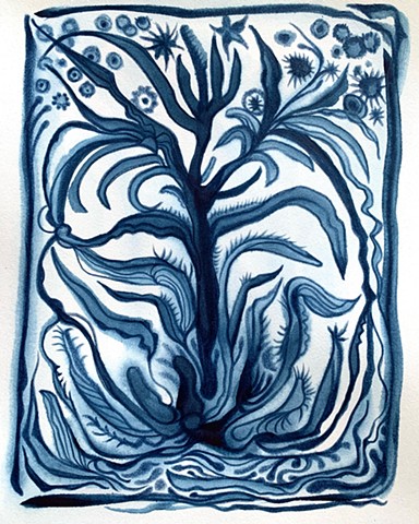 Tree of Life in Indigo Blue