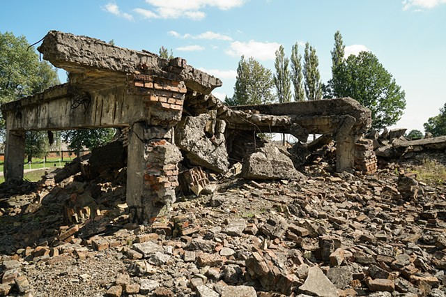Rubble of the destroyed crematorium