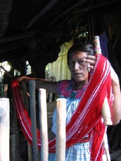 Rosa Demonstrating Her Weaving Technique, Traditional Loom