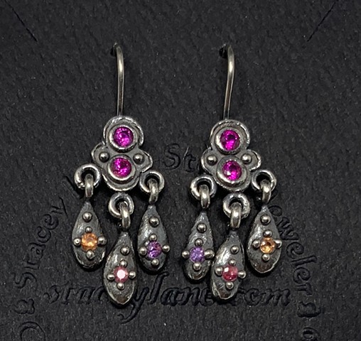 Trembling Earrings with Sapphire Droplets