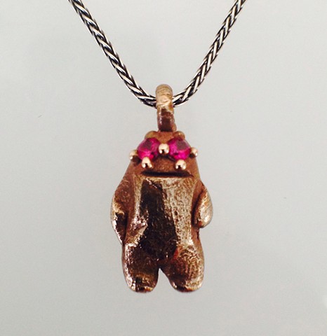 Sasquatch Pendant on Sterling Wheat Chain
