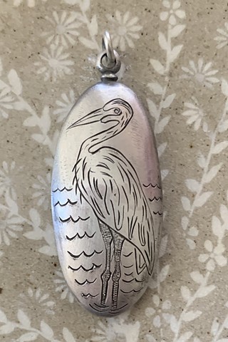 Great Blue Heron Lozenge Pendant