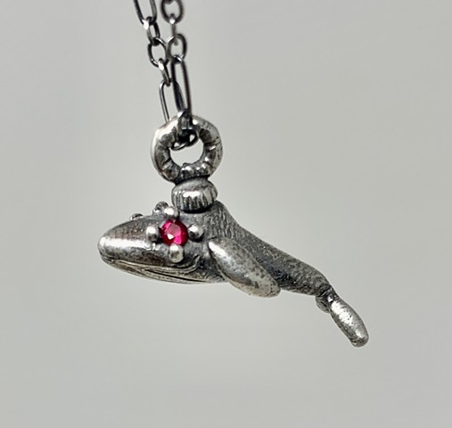 Whale Pendant with Lab Created Garnets #4