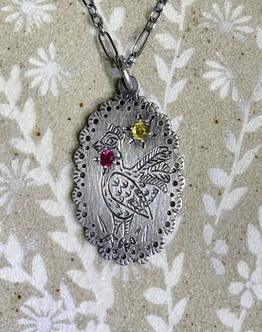 Engraved Rooster Pendant