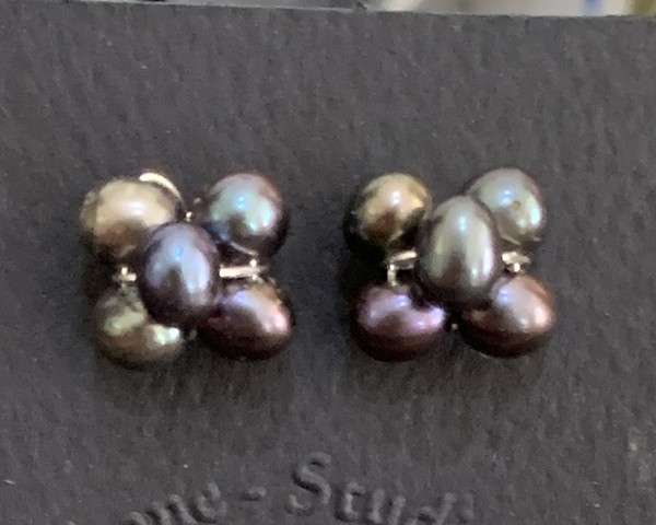 Dark Grey Tiny Post Earrings