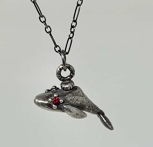Whale Pendant with Lab Created Garnets #3
