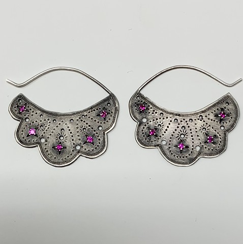 Engraved Large Hoop Earrings with Teardrops