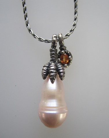 Large Pearl Droplet with Sapphire Rider