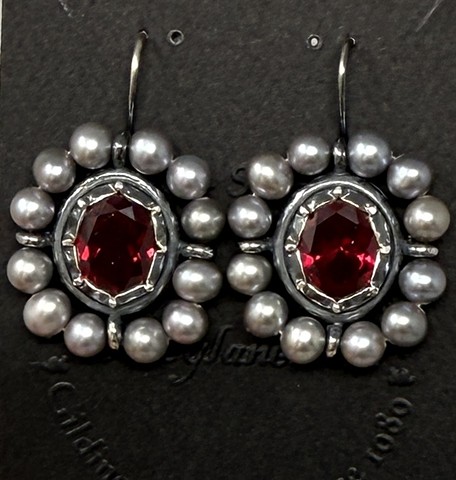 Surround Earrings with Georgian Setting