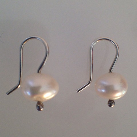 White Pearl Simple Drop Earrings