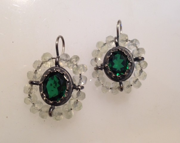 Georgian Green Stone Surround Earrings