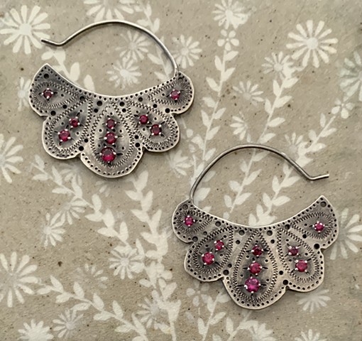 Large Engraved Lace Earrings