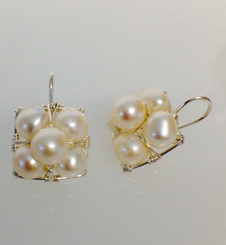 Sterling silver and white pearl earrings