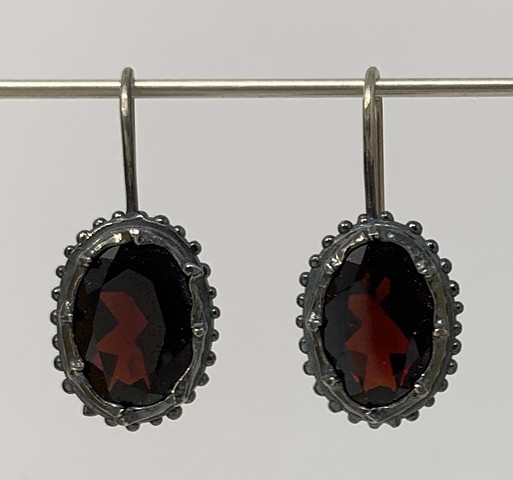 Georgian Garnet in Sterling Earrings