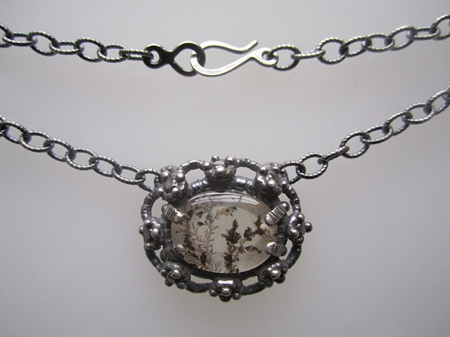 Dendritic Quartz and Black Diamond Necklace