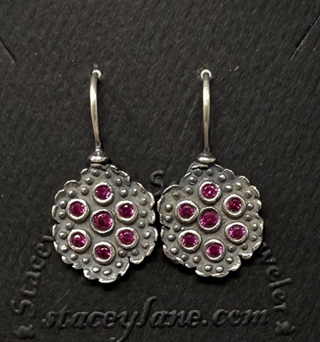 Encrusted Disk Earrings in Sterling