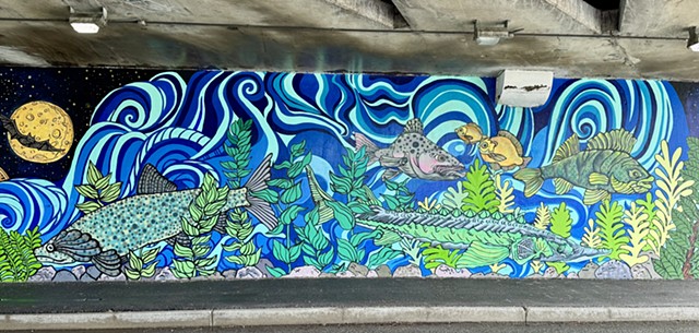 Local fish of Lake MIchigan "Night" side of mural 