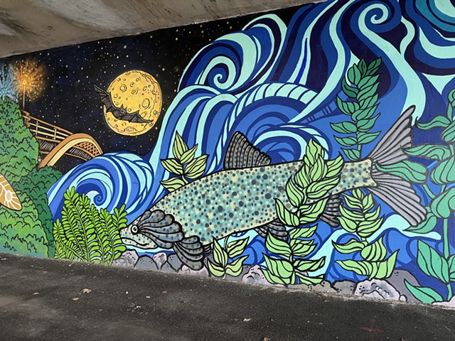 Lake Michigan Fish and Bat detail "Night" side