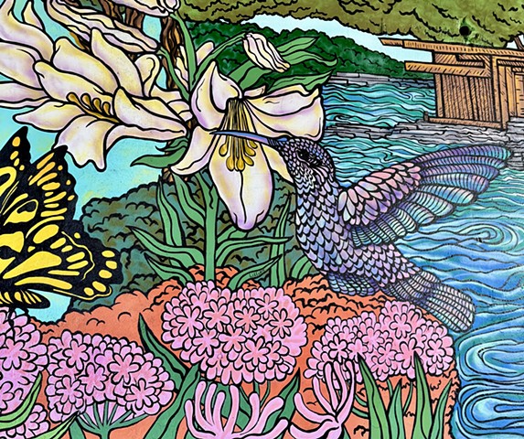 Hummingbird "Day" side mural