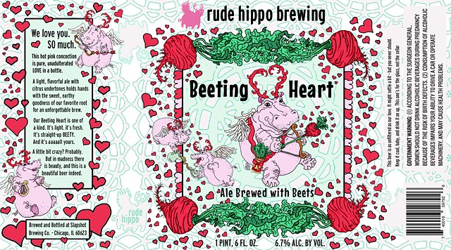 Beeting Heart Beer Label for Rude Hippo Brewery 