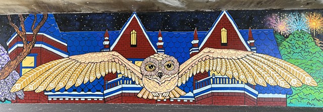 Owl "Night" side of mural Lincoln Park Chicago