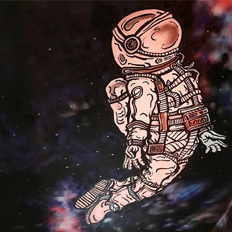 The Orbit Room Ceiling Mural 
Space Man detail 