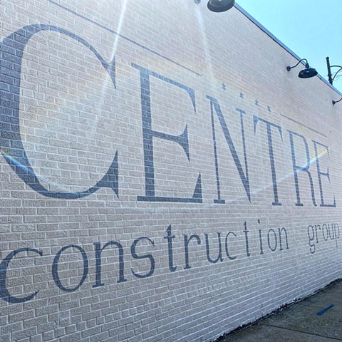 Hand painted sign and logo for Centre Construction Group