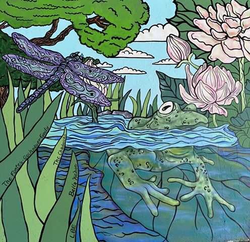 Frog and Dragon Fly "Day" side mural 