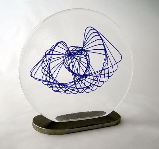 Blue spiral Incased in Clear Glass