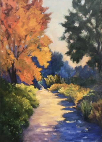 Autumn landscape painting, changing Fall colors landscape
