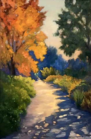 Autumn landscape painting, changing Fall colors landscape