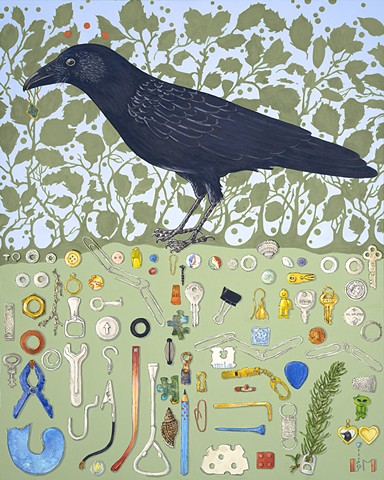 "Theory of Reciprocity" crow painting at DA Davidson, Ventura